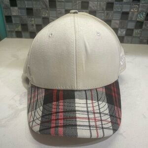 New Era Like New White Hat With Red Plaid. Size 7.25” Excellent Condition